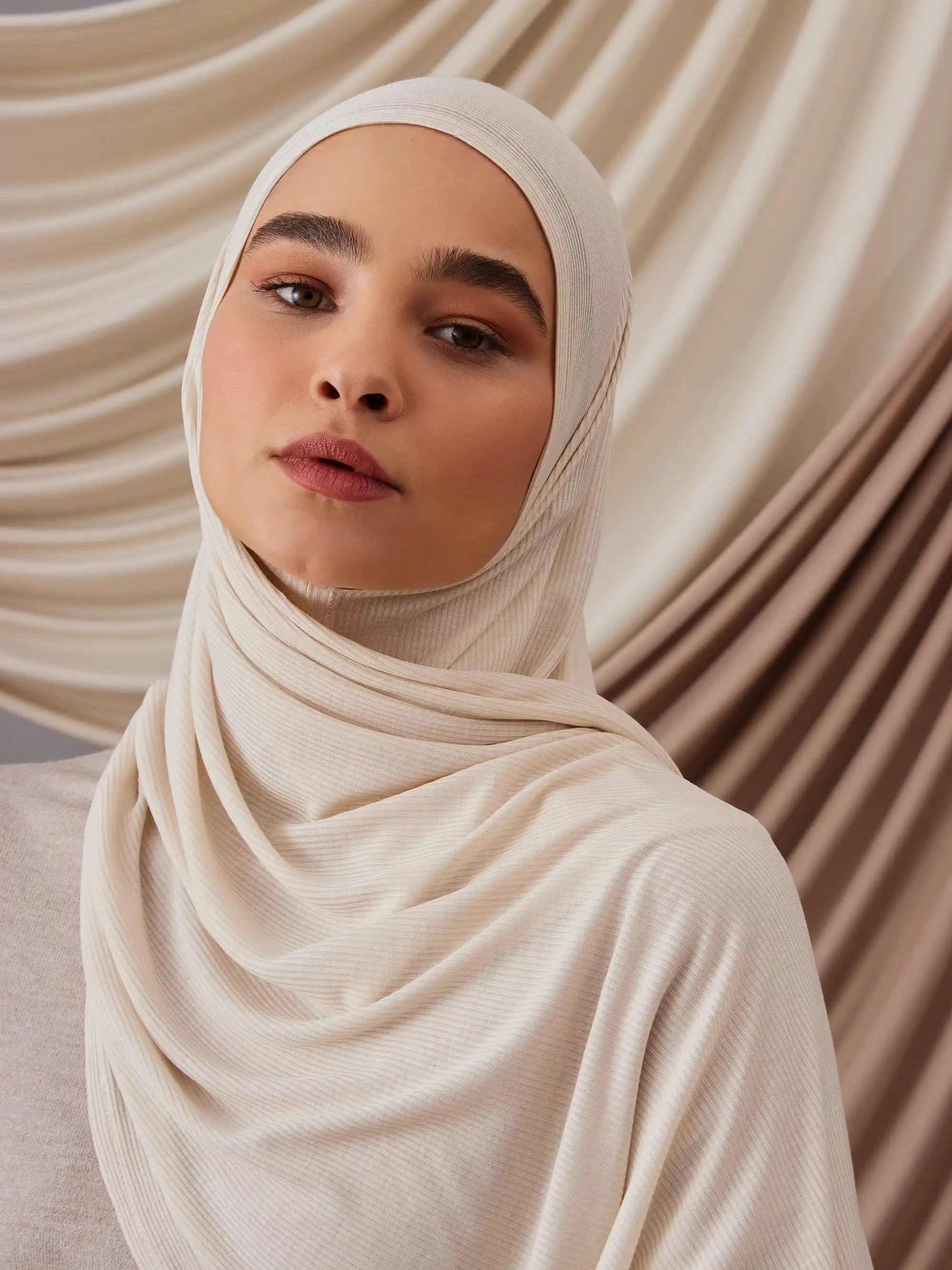 Instant Ribbed Jersey Hijab - Off White