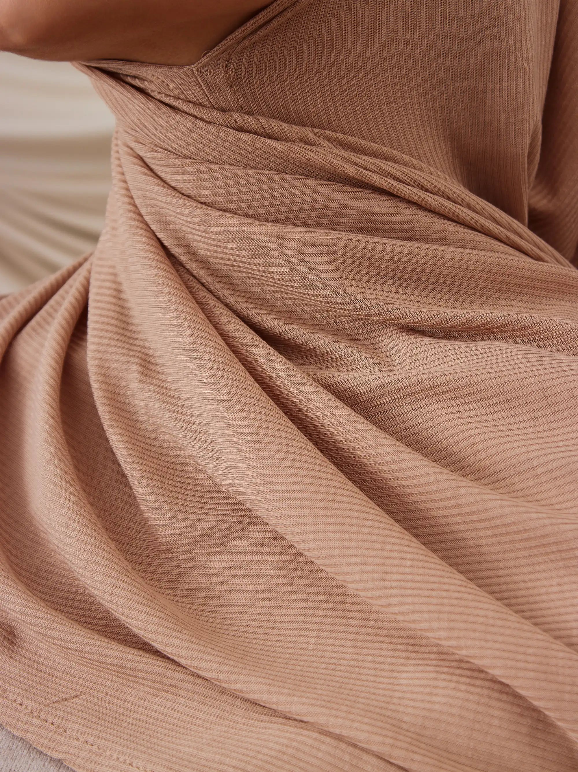 Instant Ribbed Jersey Hijab - Warm Taupe