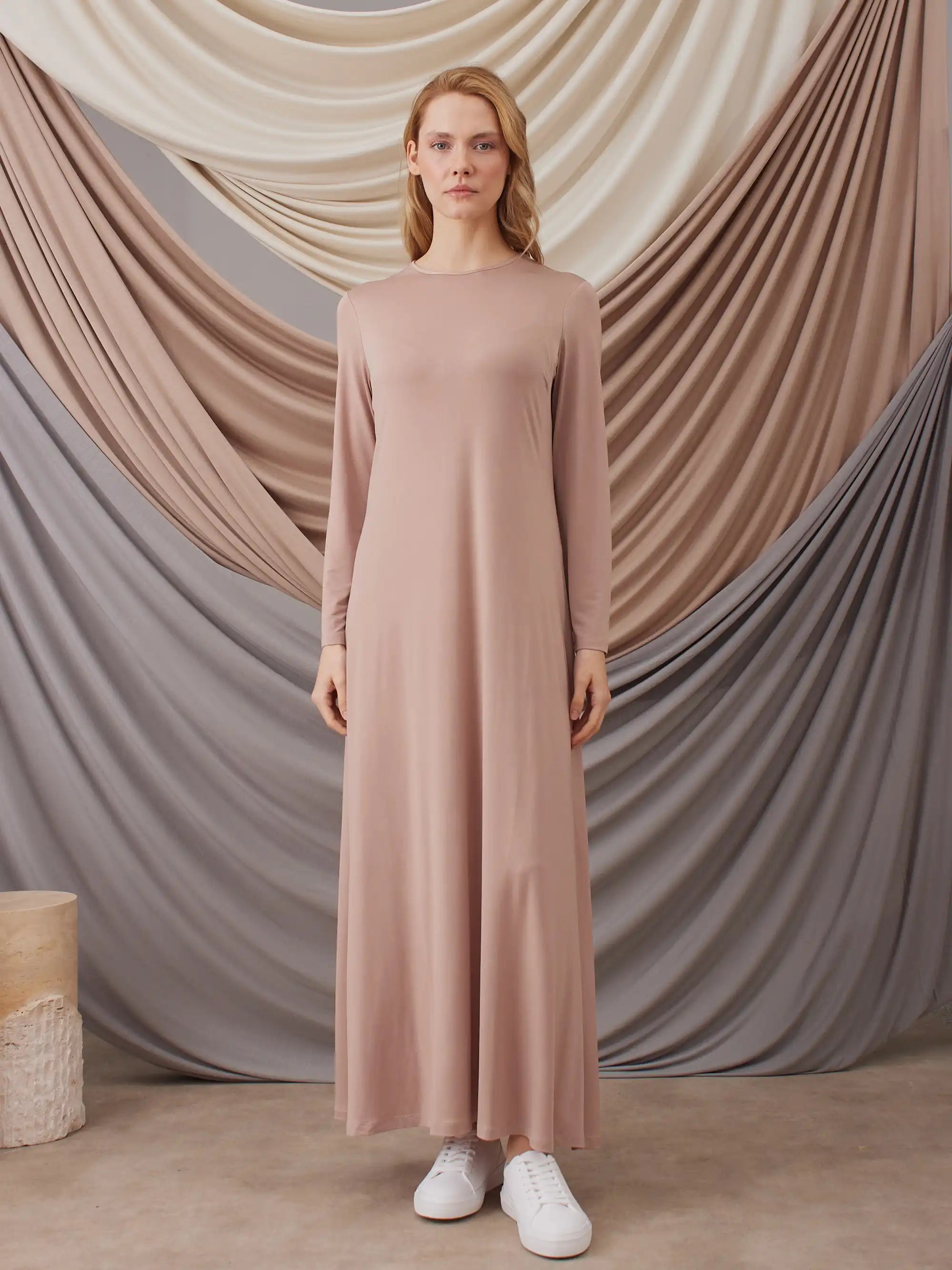 Long Sleeve Dress Layer - Nude
