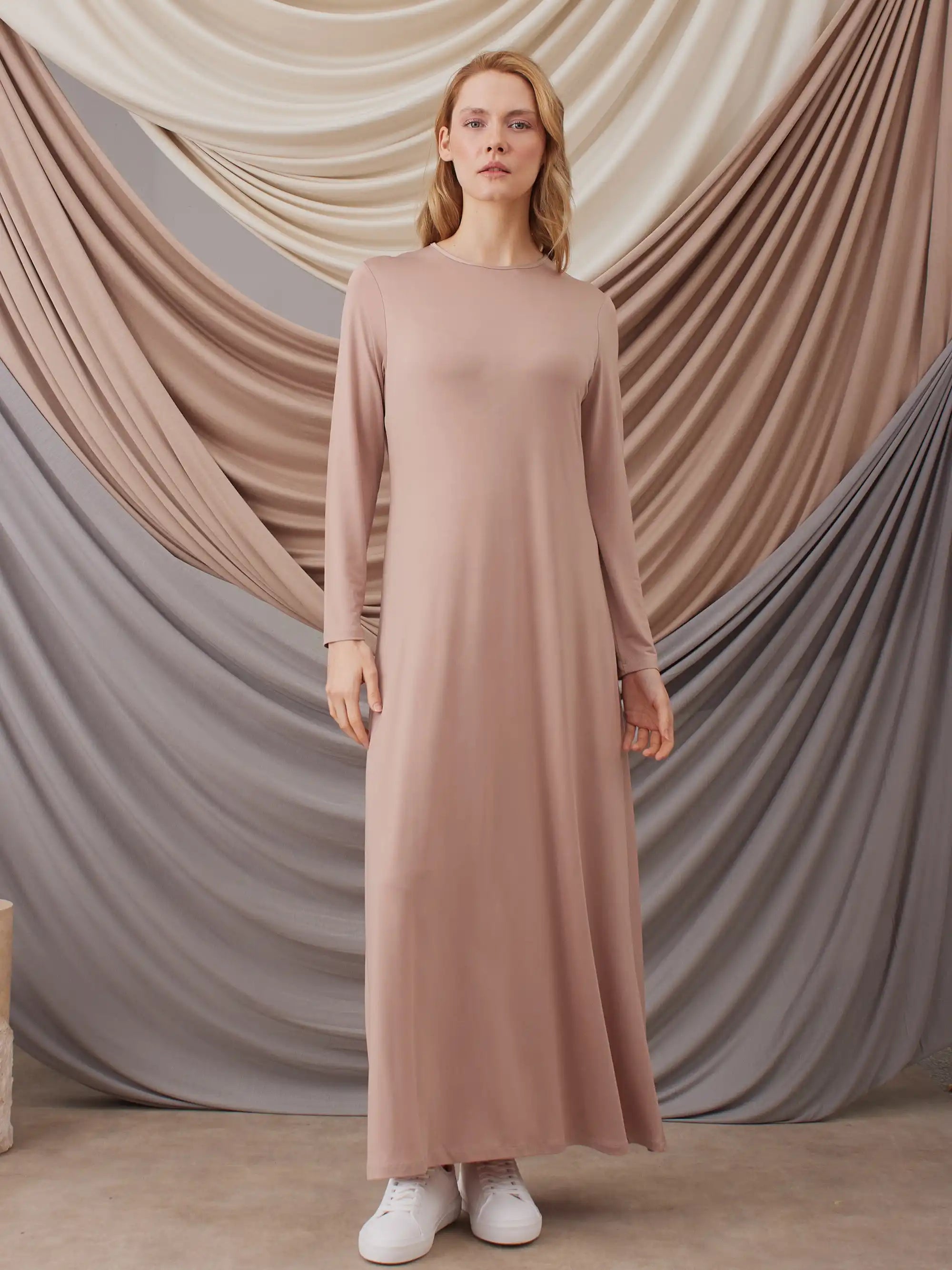 Long Sleeve Dress Layer - Nude
