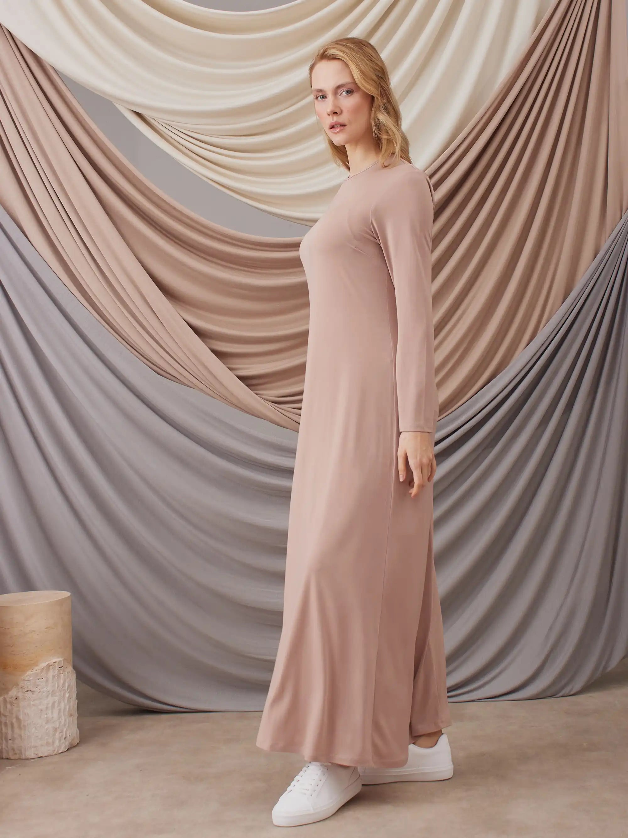 Long Sleeve Dress Layer - Nude