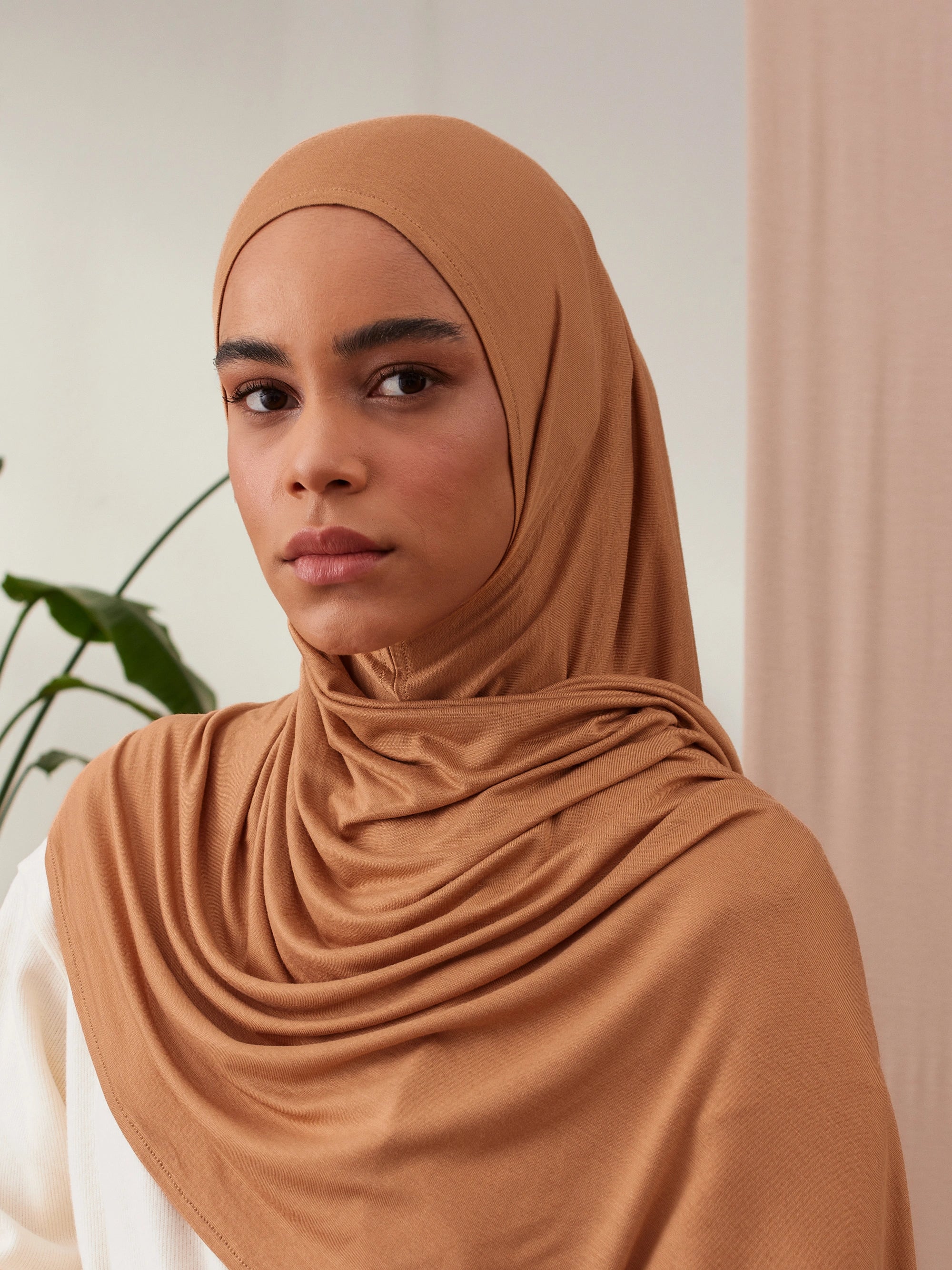 Instant Premium Jersey Hijabs - Caramel