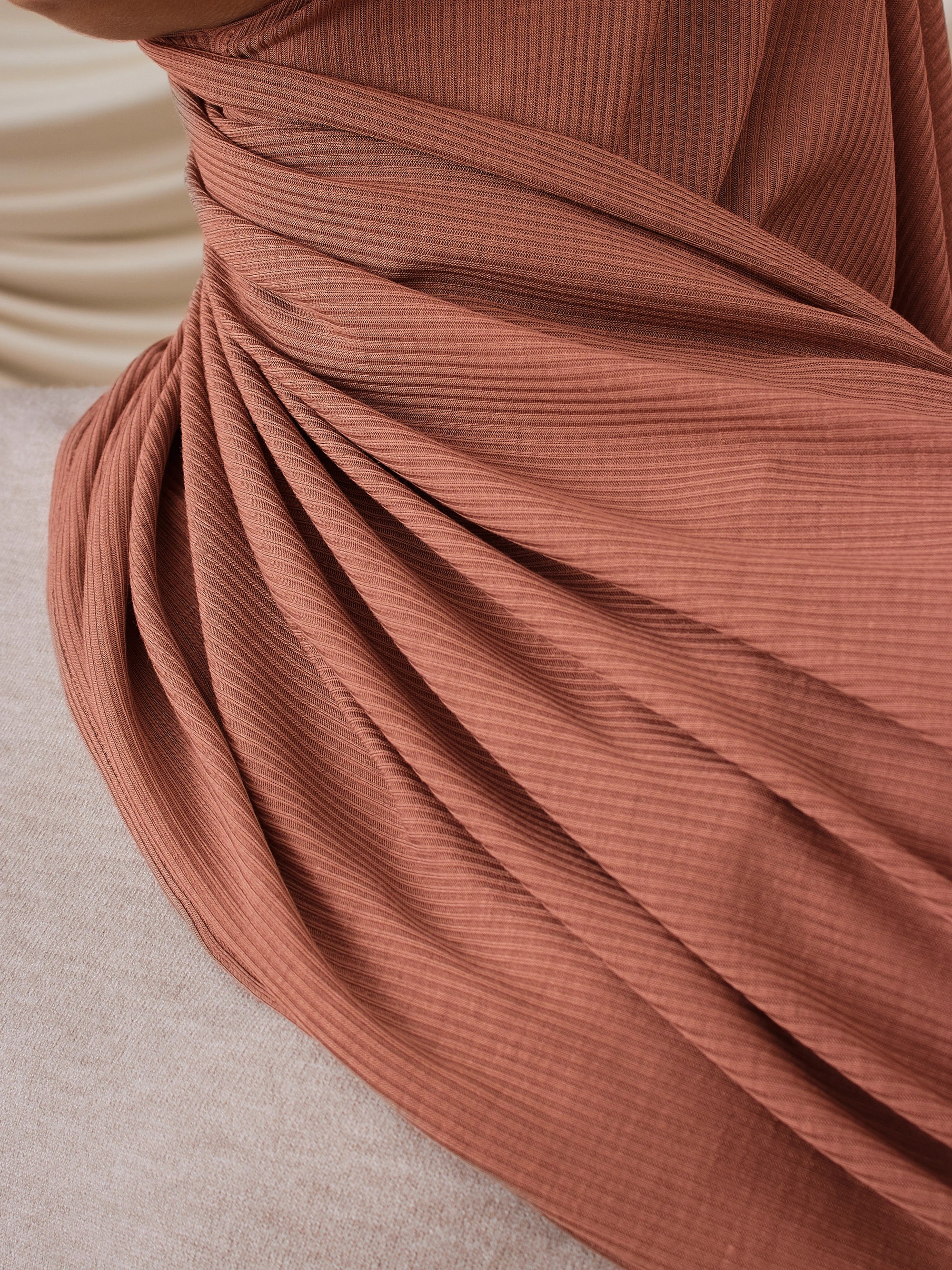 Instant Ribbed Jersey Hijab - Vintage Rose