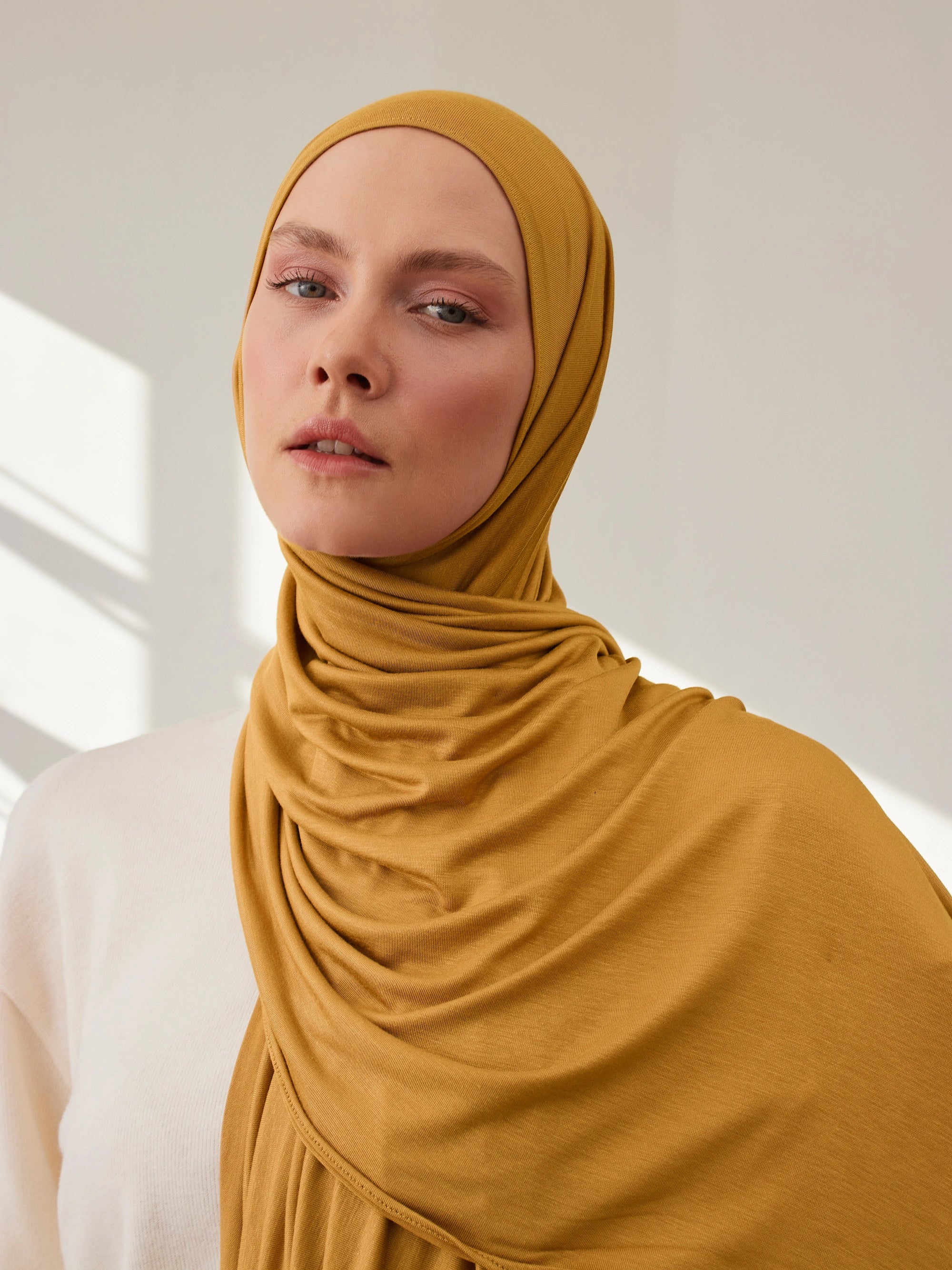 Small Jersey Light Hijab - Mustard Yellow