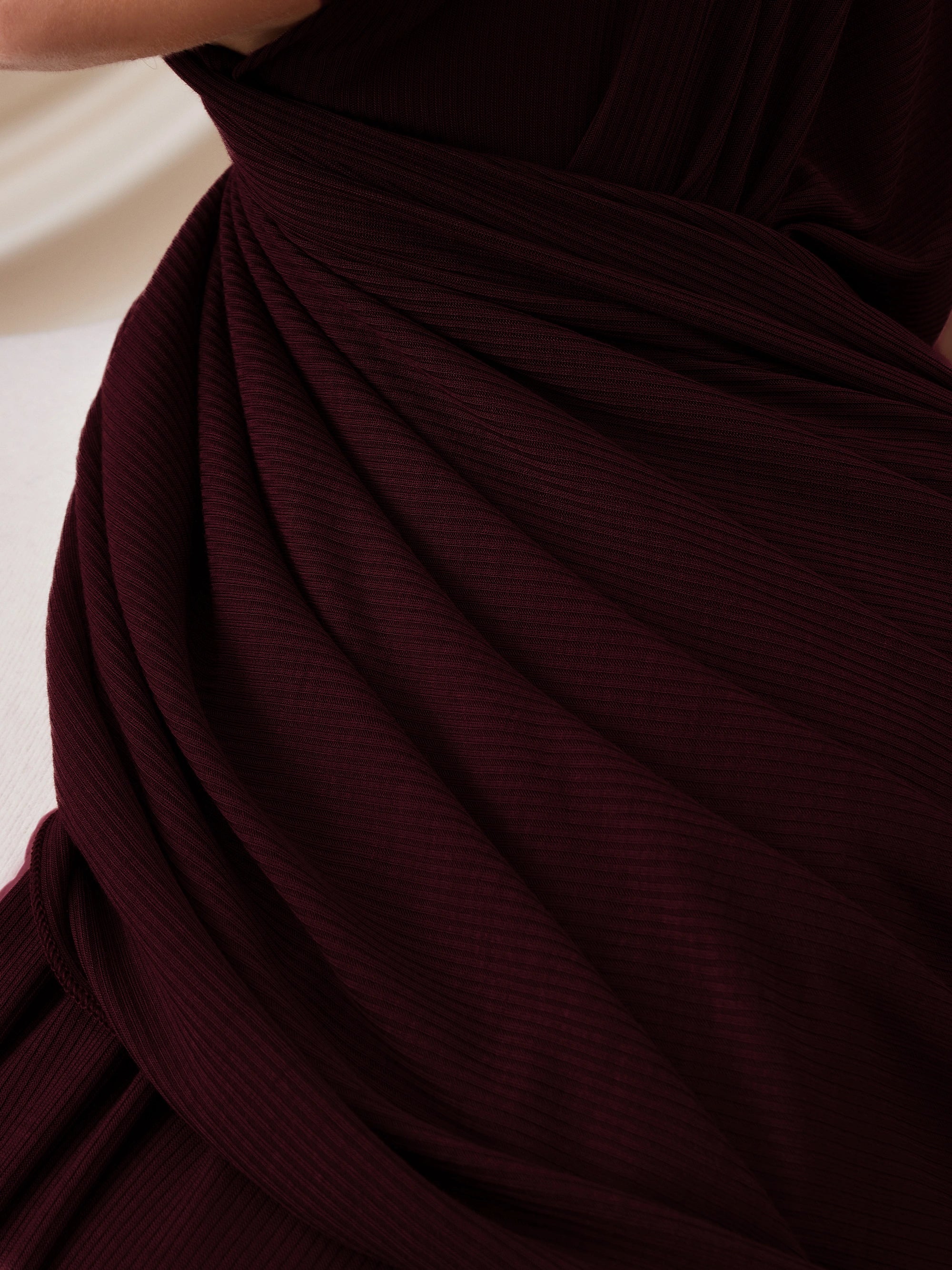 Ribbed Jersey Hijab - Dark Maroon