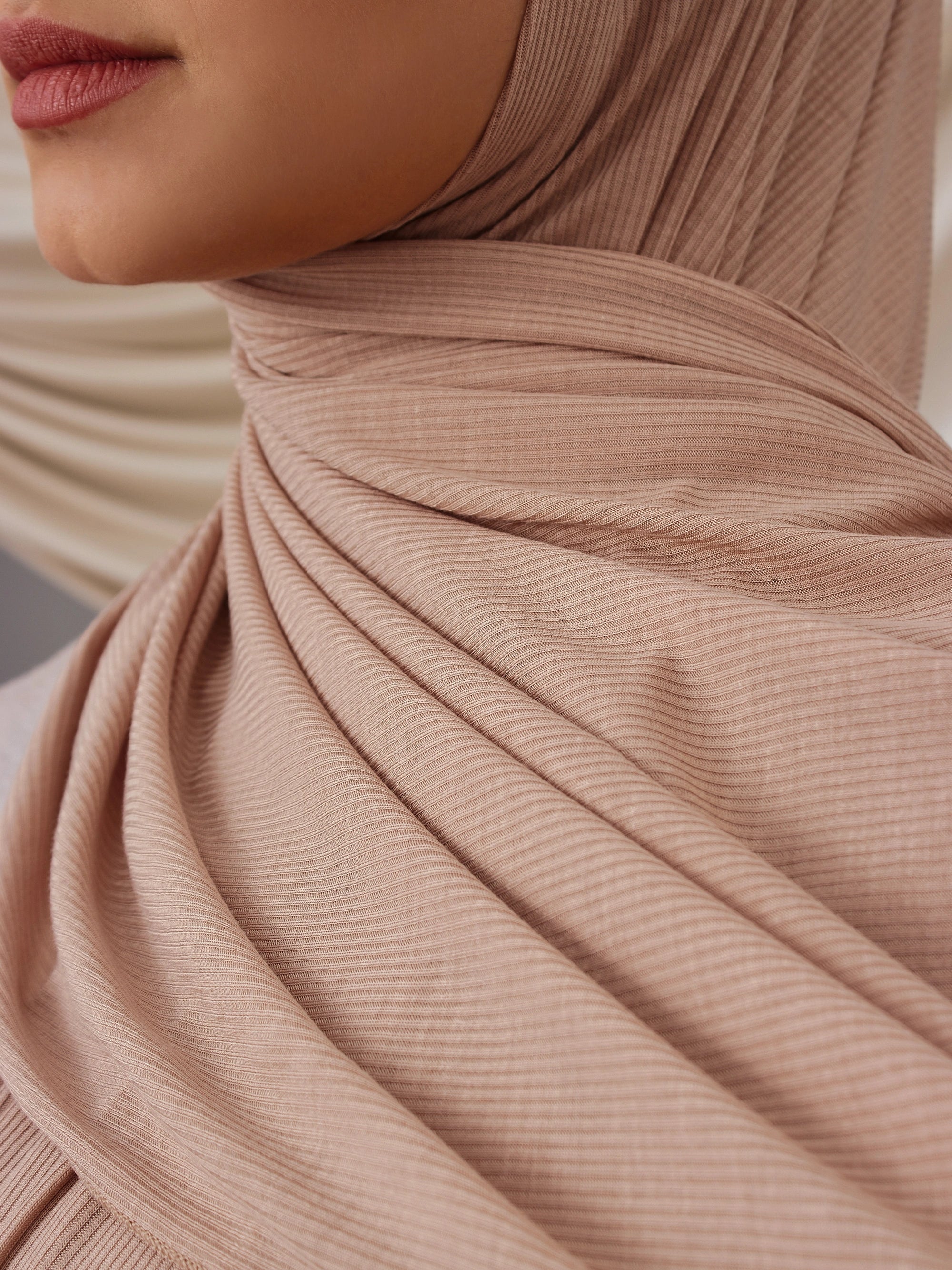 Ribbed Jersey Hijab - Warm Stone