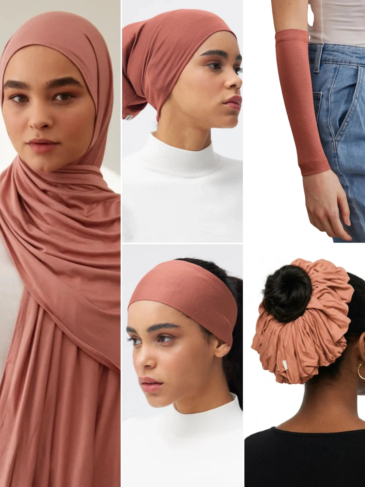 Terracotta Styling-Set: Hijab, Tube Bone, Scrunchies, Bandana & Arm Cover