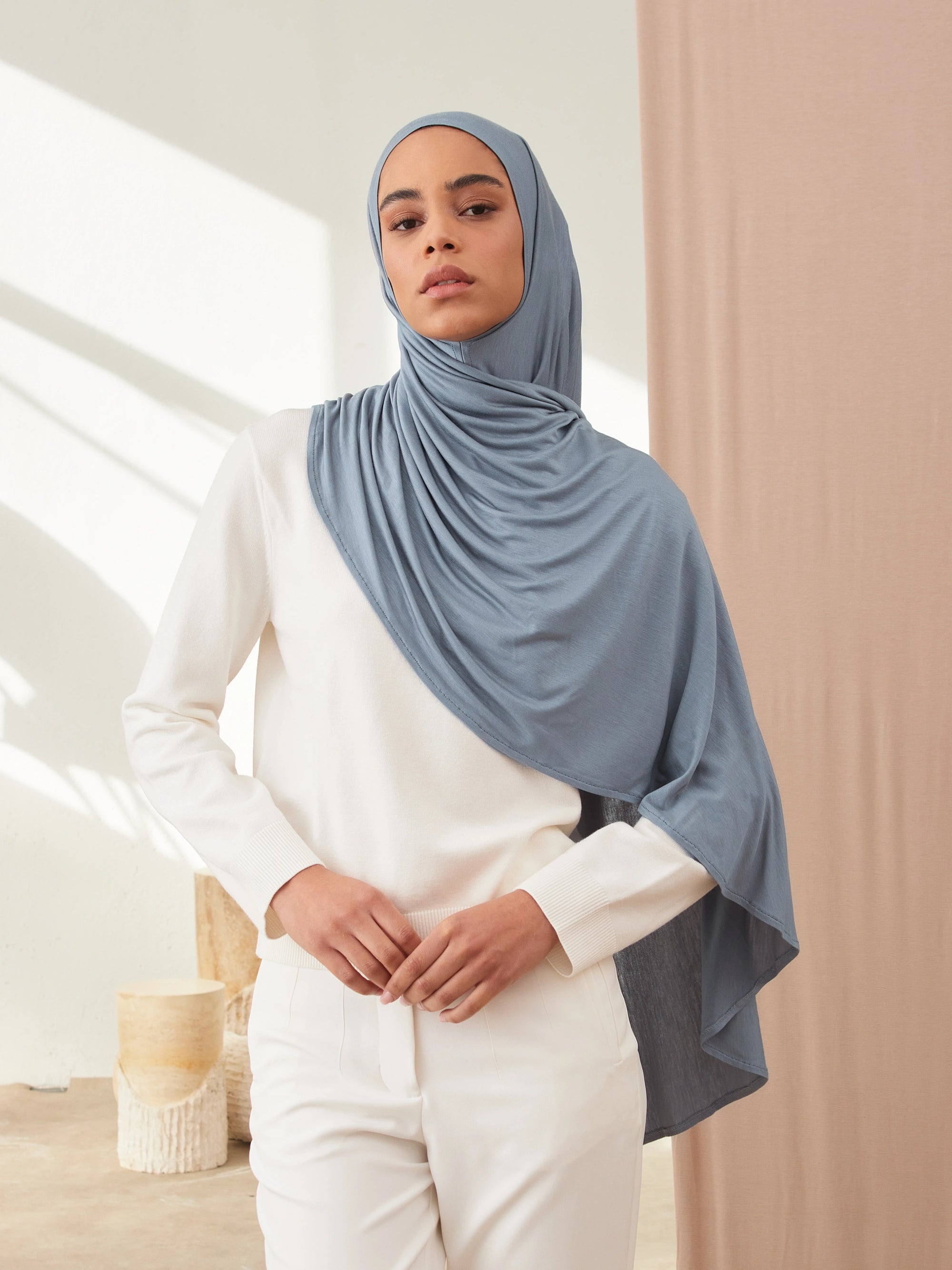 Instant Premium Jersey Hijabs - Light Denim