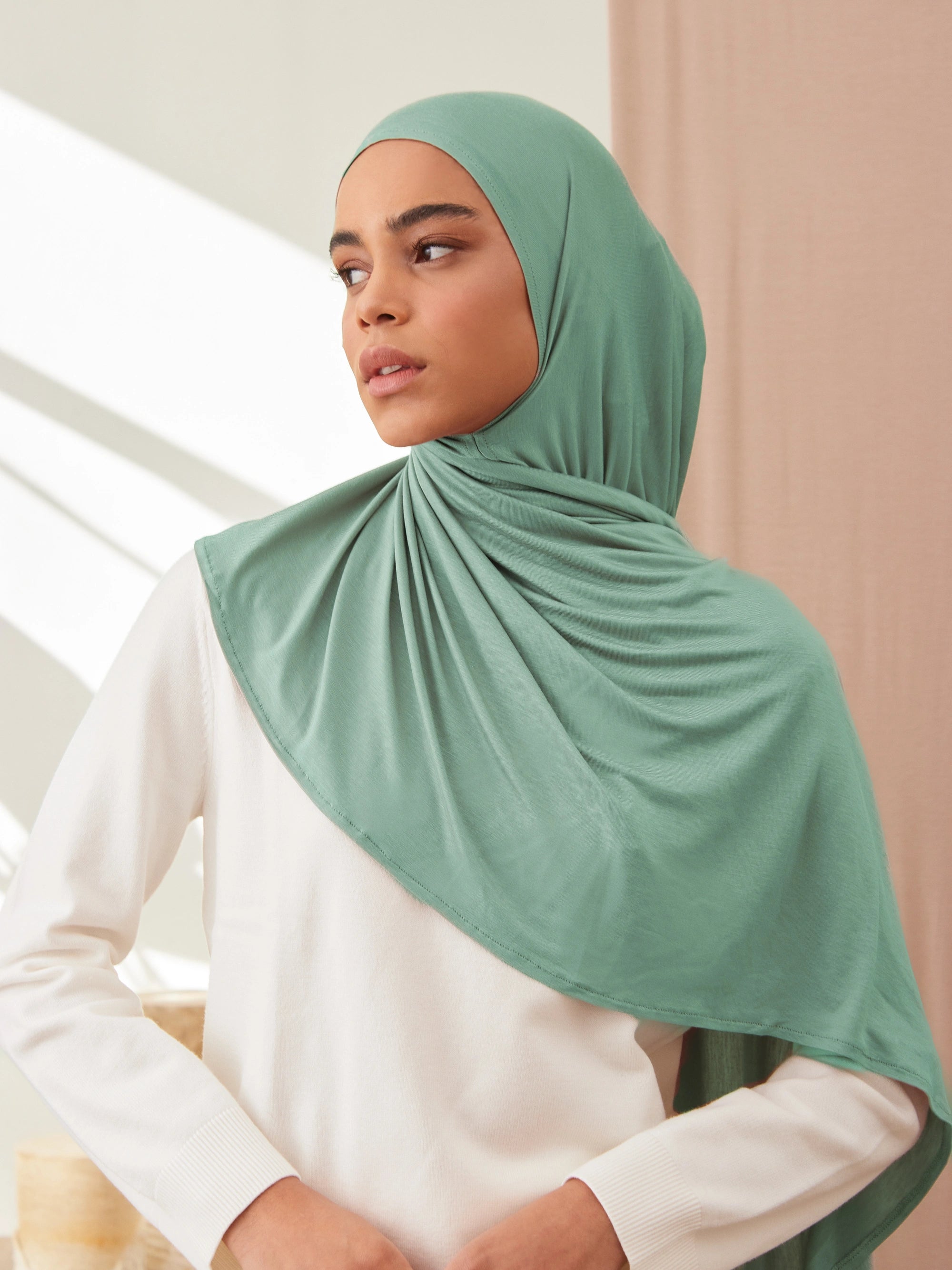 Small Instant Premium Jersey Hijabs - Sea Green