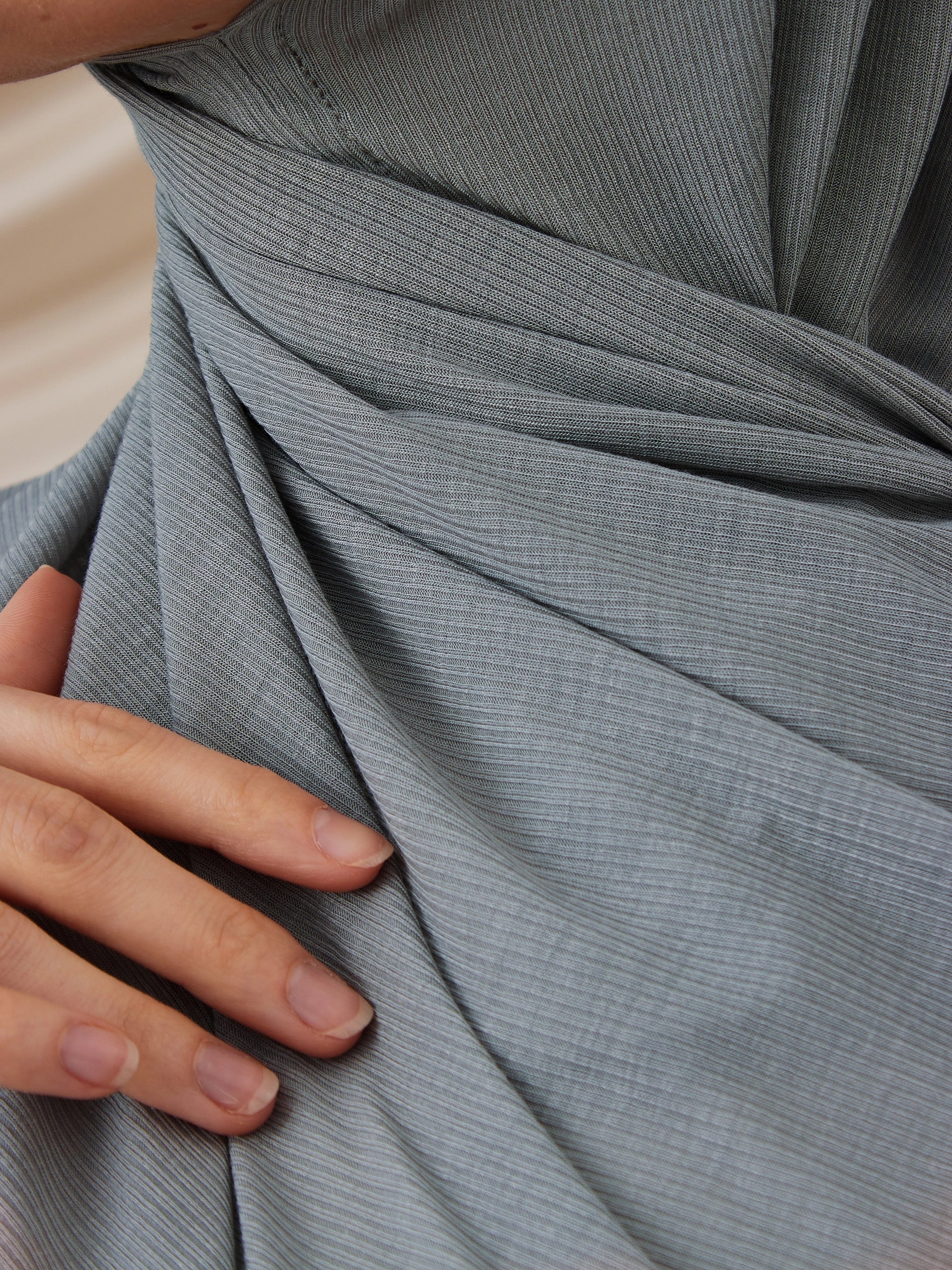 Instant Ribbed Jersey Hijab - Vintage Denim