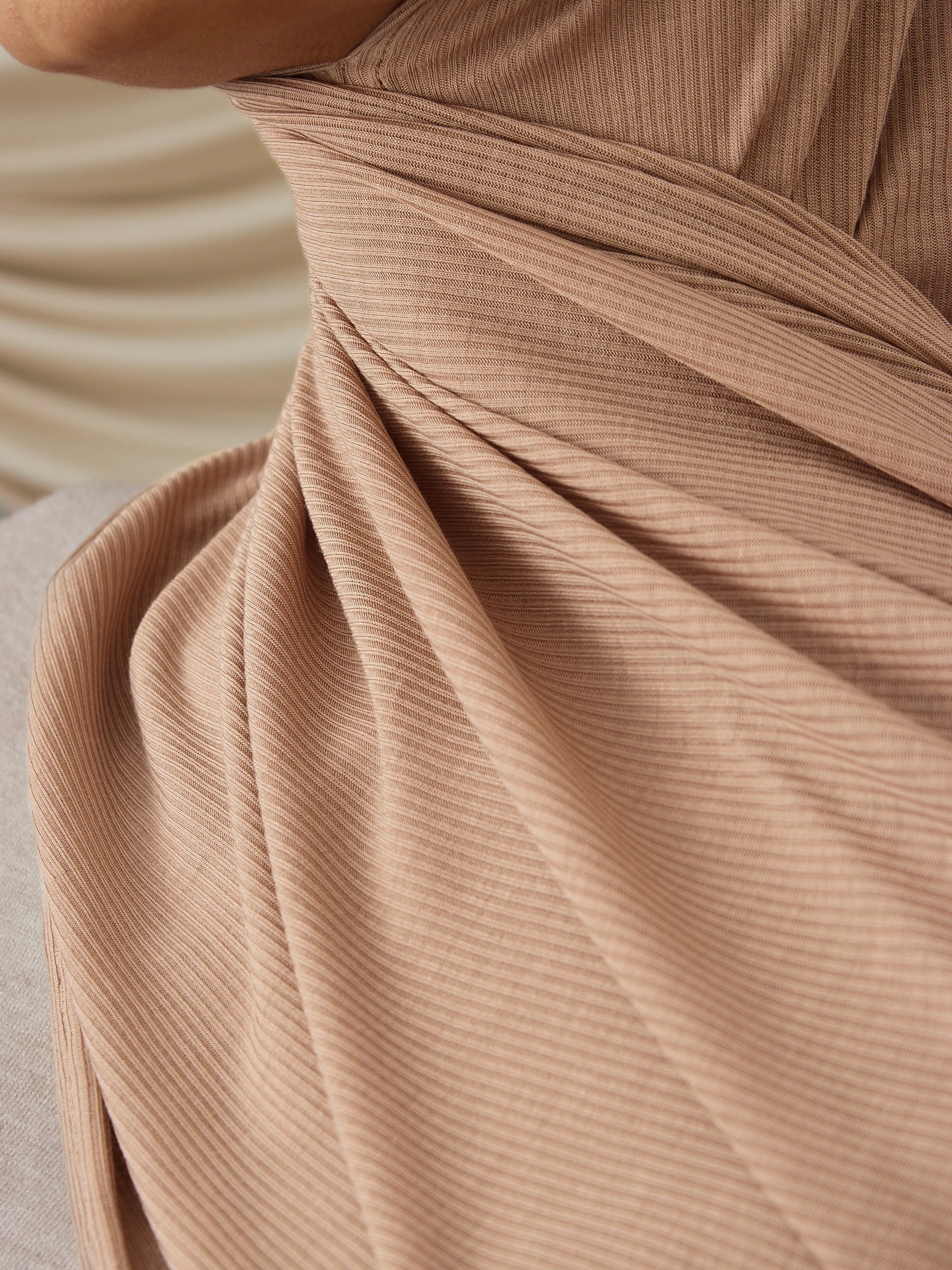 Instant Ribbed Jersey Hijab - Warm Stone