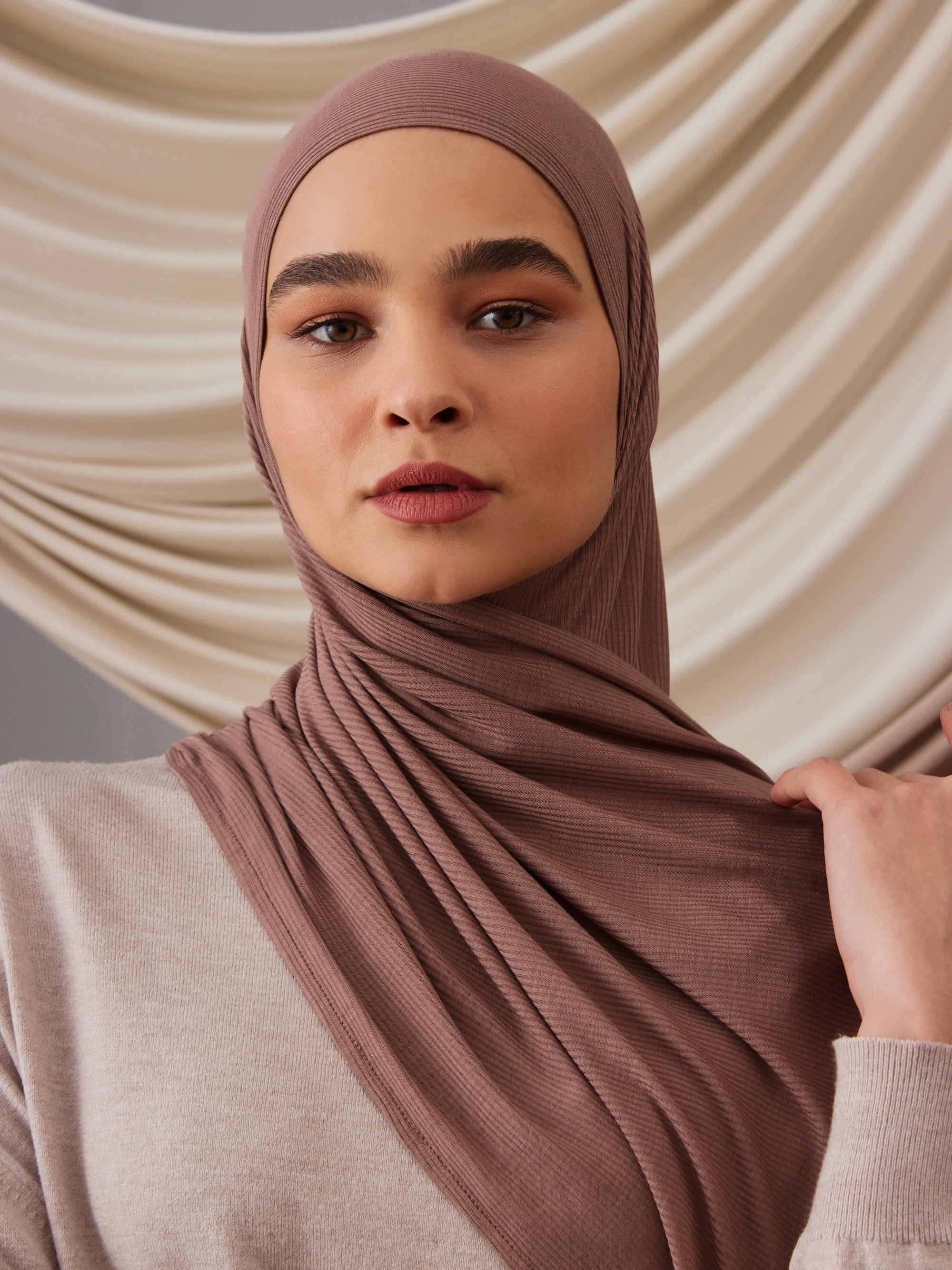 Instant Ribbed Jersey Hijab - Faded Rose