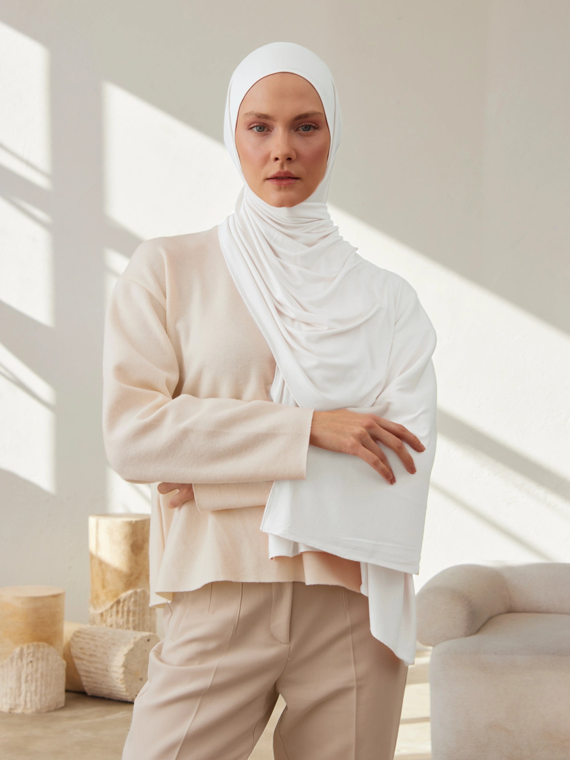 Jersey Light Hijab - White