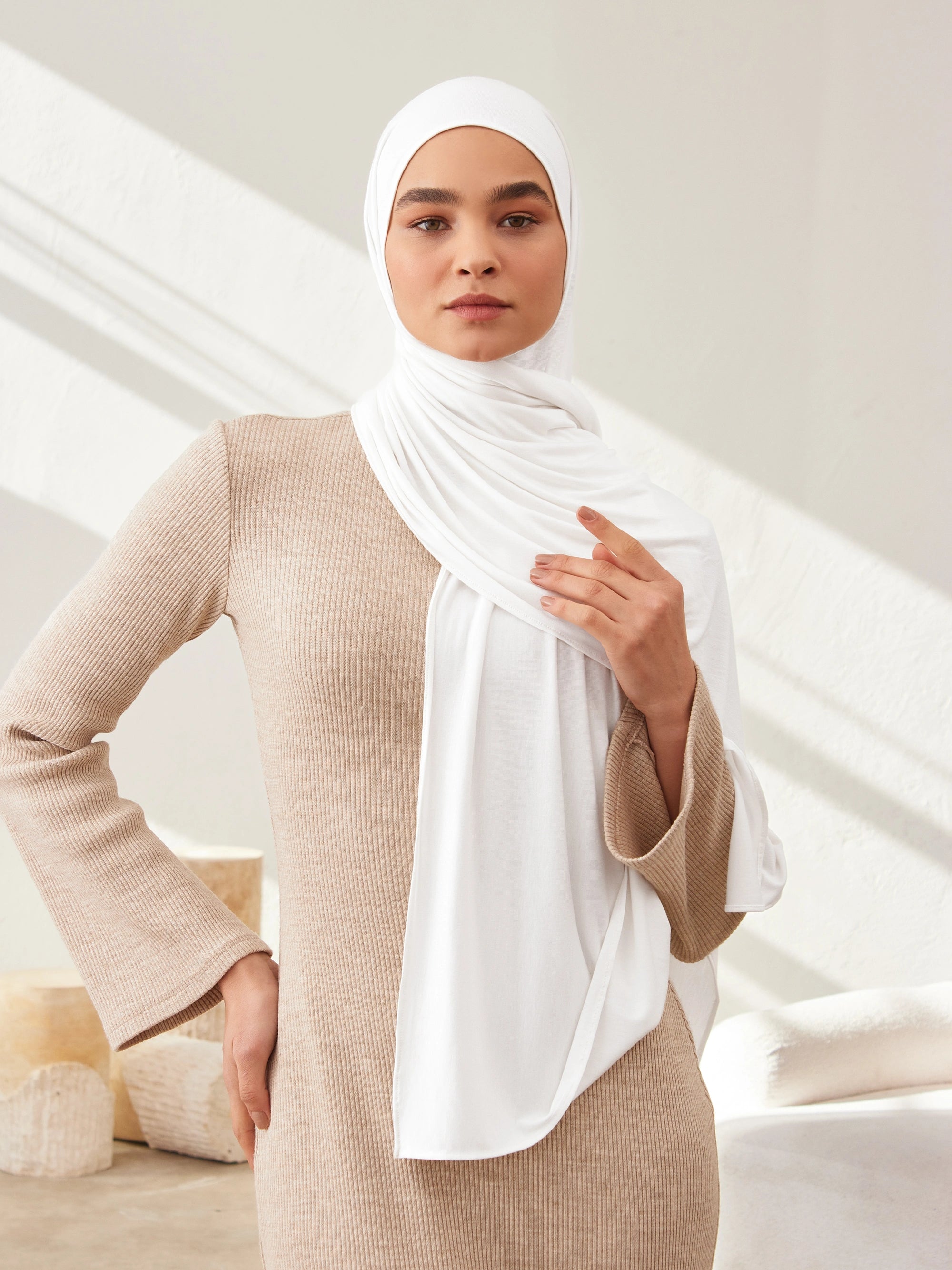 Small Jersey Light Hijab - White