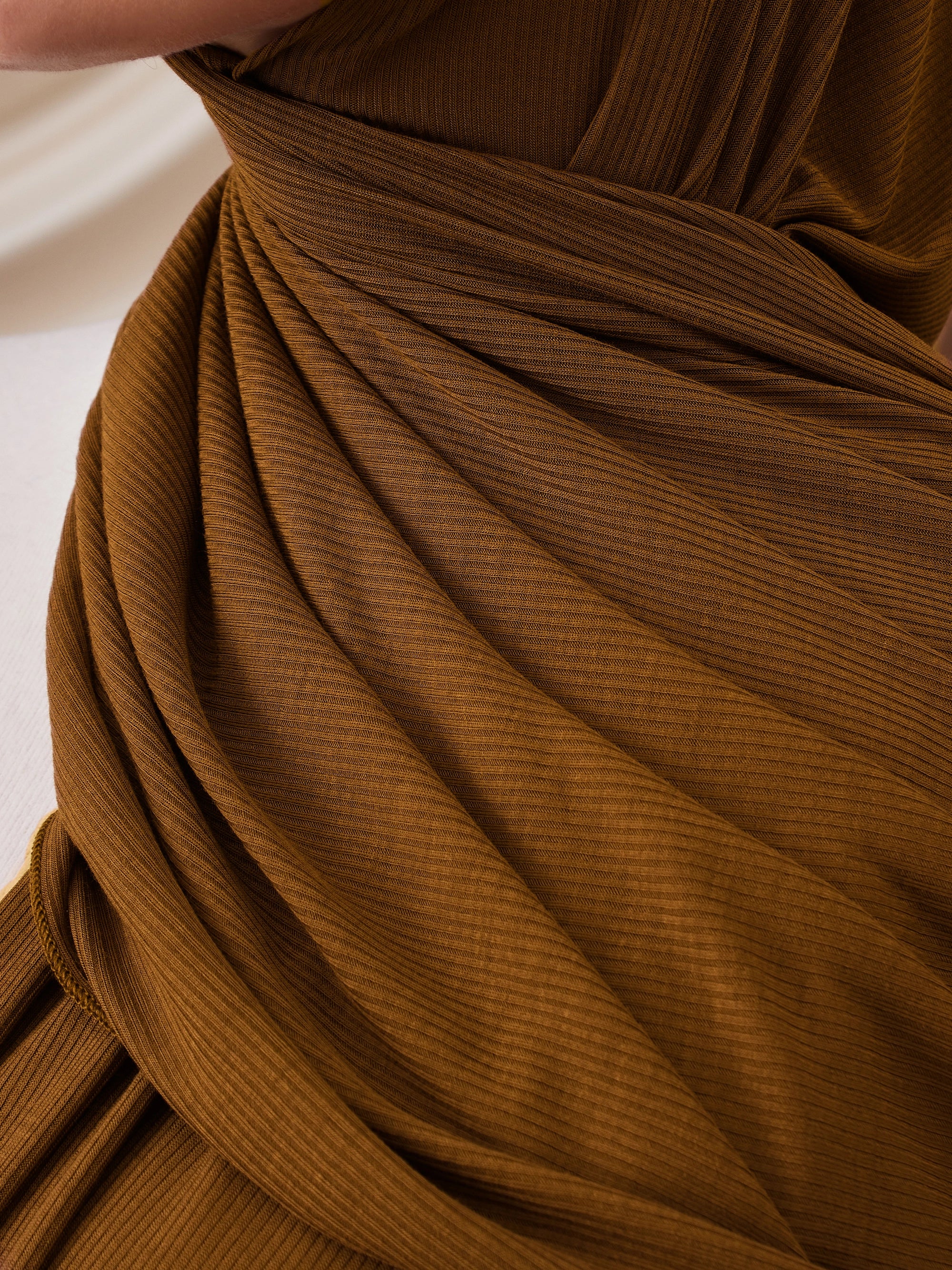 Ribbed Jersey Hijab - Tobacco Brown